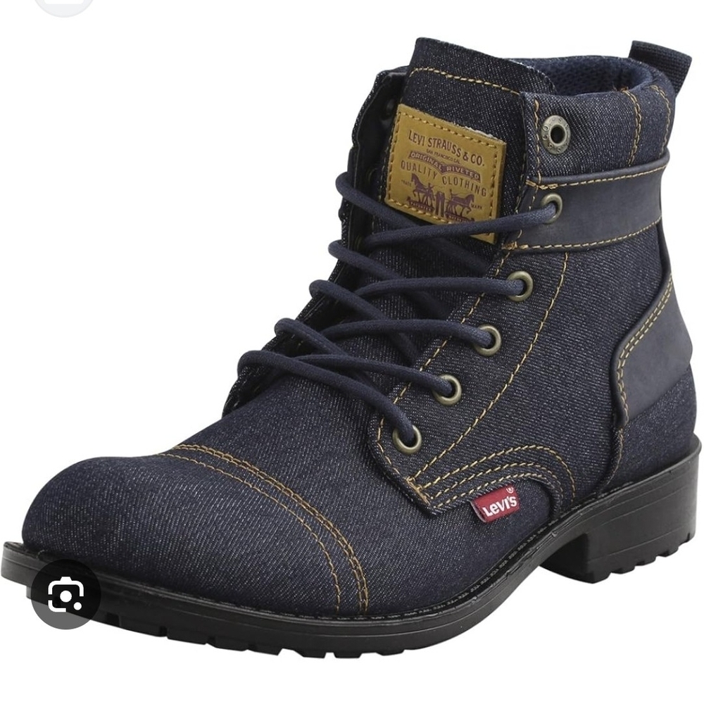Levi’s Artesia Dark Blue Denim & Leather Lace‑Up Casual Boots Men’s 11